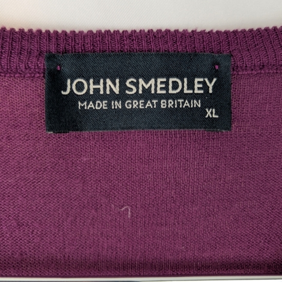 John Smedley Men's Purple V-Neck Sweater Size XL In EUC - Picture 2 of 10